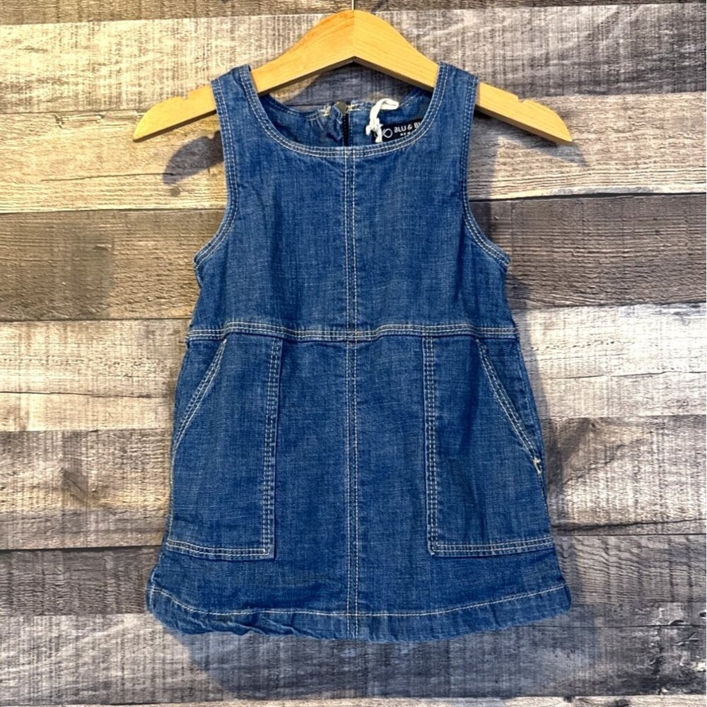 NWOT Blu & Blue New York Denim Sleeveless Toddler Dress 12-18 M Classic Fall
